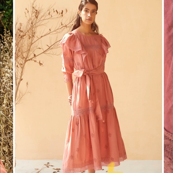 Kopal Anthropologie Women’s Janki Dress Brick Block Print Size XS 2-4 - Picture 3 of 15